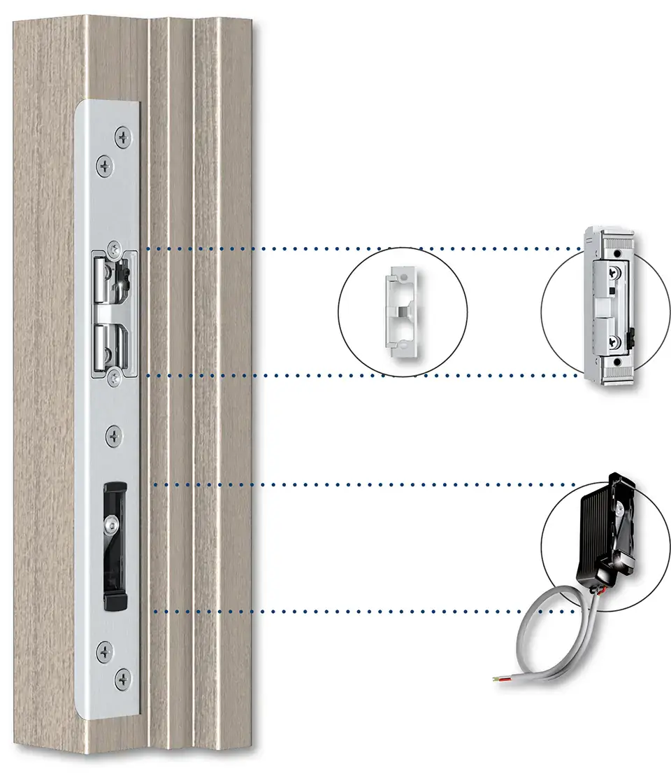 Serrure électrique dans les portes en bois et capteur de verrouillage en option